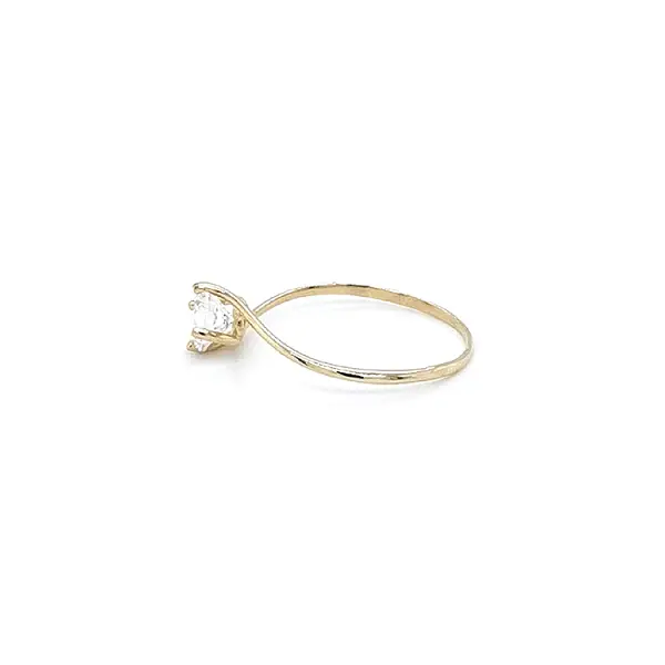 Gold Engagement Ring with Zircon