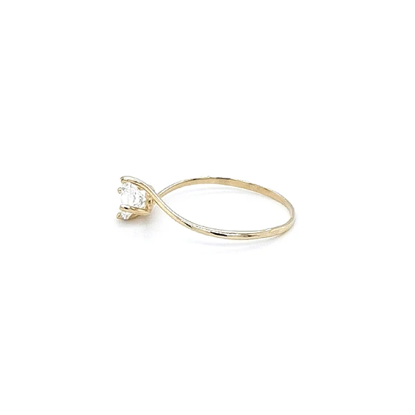Gold Engagement Ring with Zircon