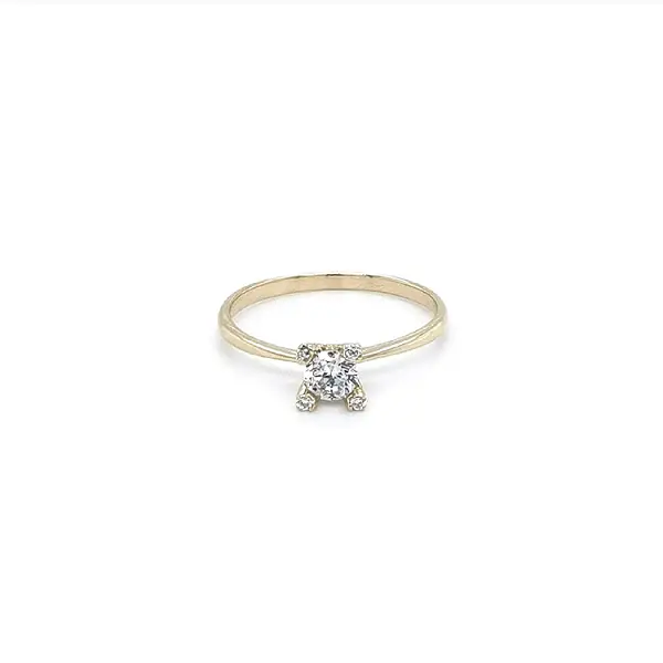 Gold Engagement Ring with Zircon