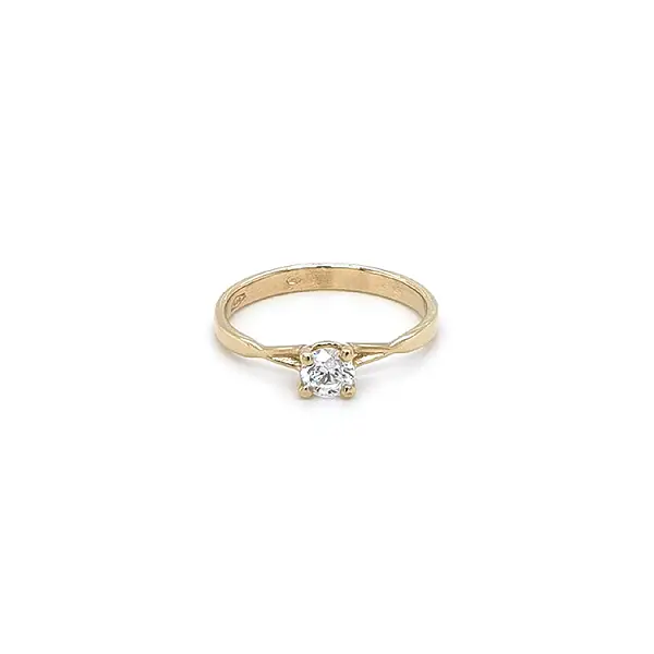 Gold Engagement Ring with Zircon