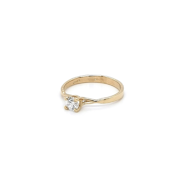 Gold Engagement Ring with Zircon