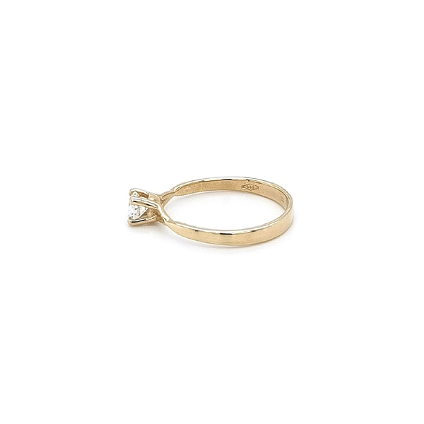 Gold Engagement Ring with Zircon