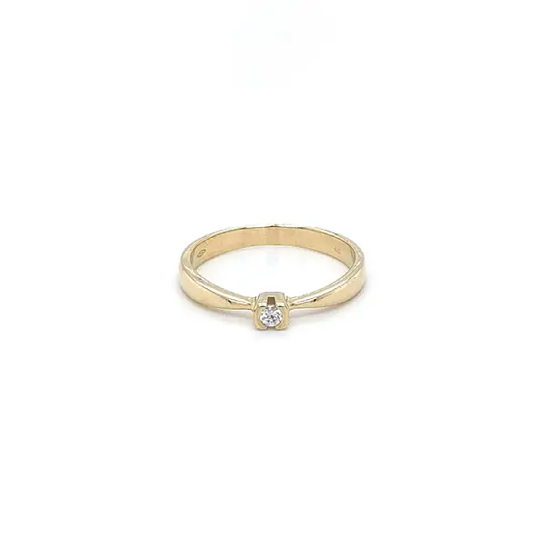 Gold Engagement Ring with Zircon