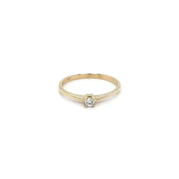 Gold Engagement Ring with Zircon