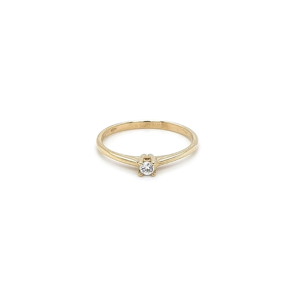 Gold Engagement Ring with Zircon