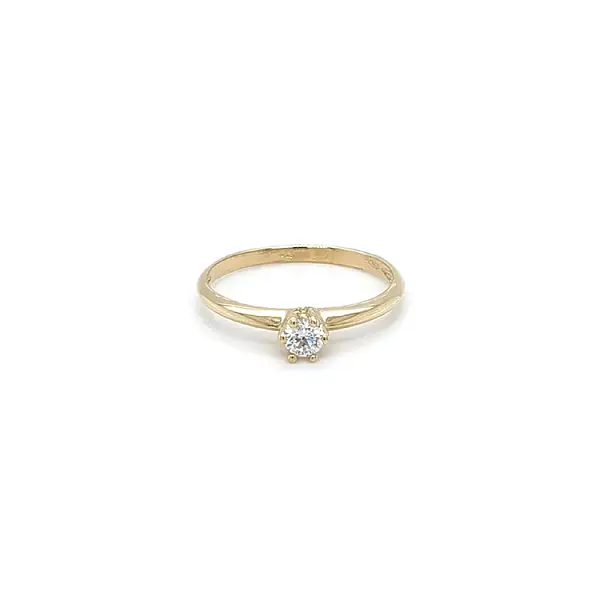 Gold Engagement Ring with Zircon