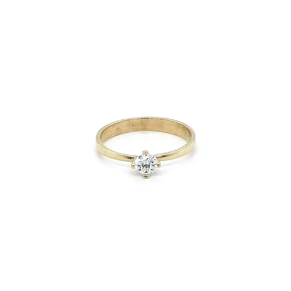 Gold Engagement Ring with Zicron
