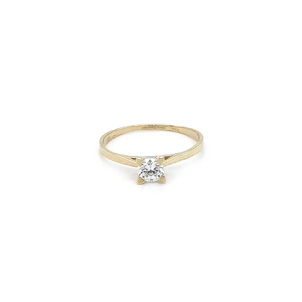 Gold Engagement Ring with Zircon