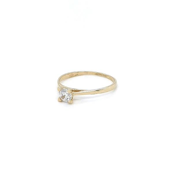 Gold Engagement Ring with Zircon