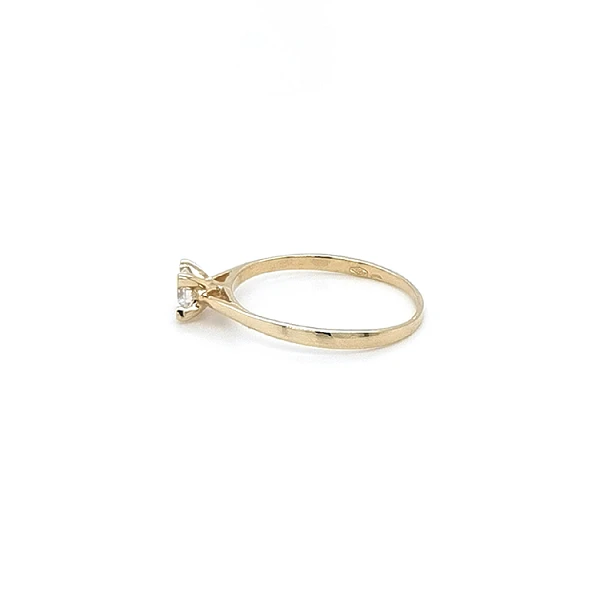 Gold Engagement Ring with Zircon