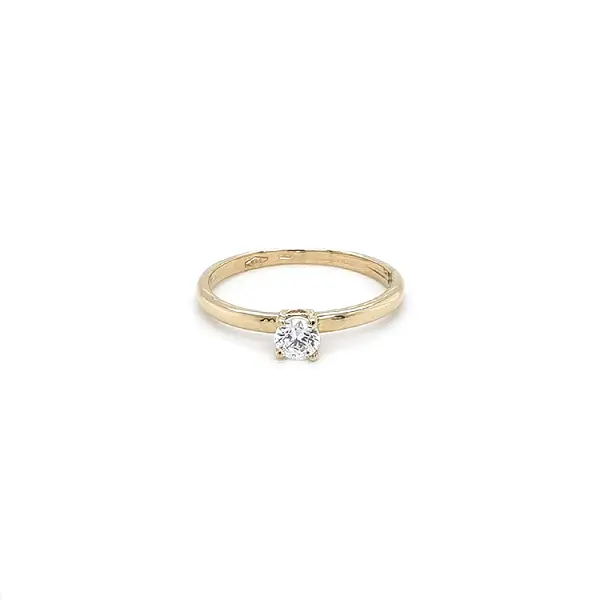 Gold Engagement Ring with Zircon