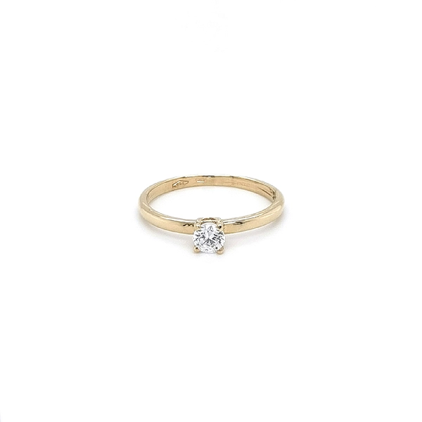 Gold Engagement Ring with Zircon