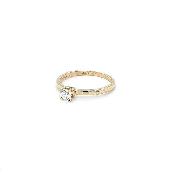 Gold Engagement Ring with Zircon