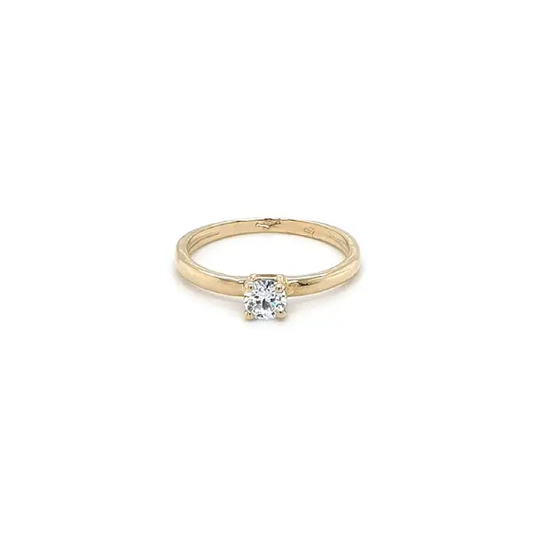 Gold Engagement Ring with Zircon