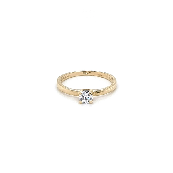 Gold Engagement Ring with Zircon