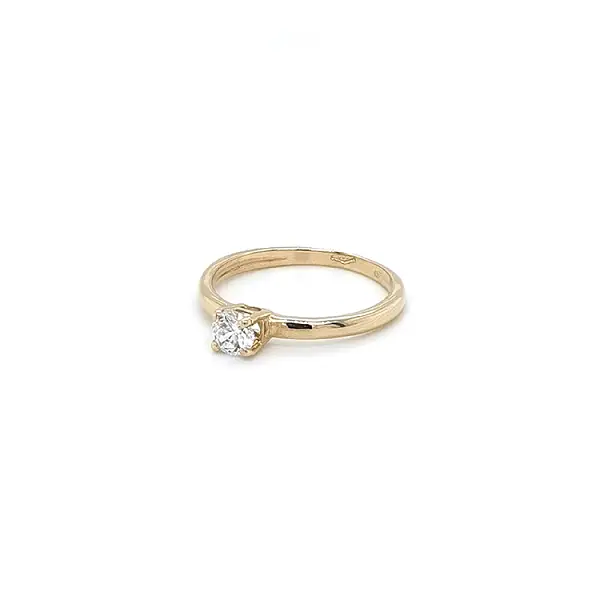 Gold Engagement Ring with Zircon