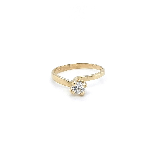 Gold Engagement Ring with Zircon