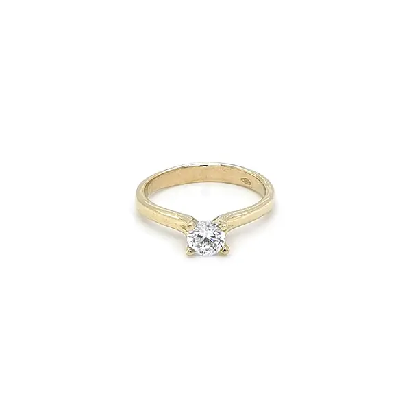 Gold Engagement Ring with Zircon