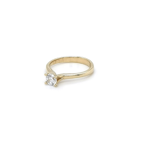 Gold Engagement Ring with Zircon
