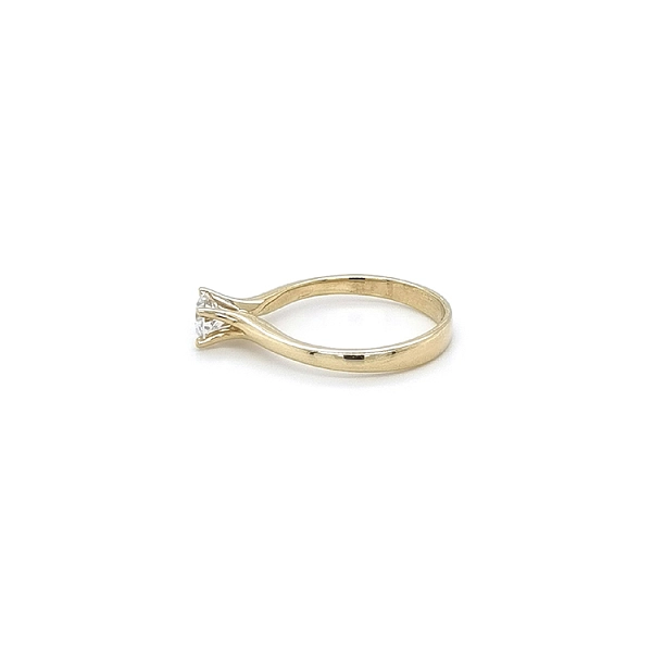 Gold Engagement Ring with Zircon