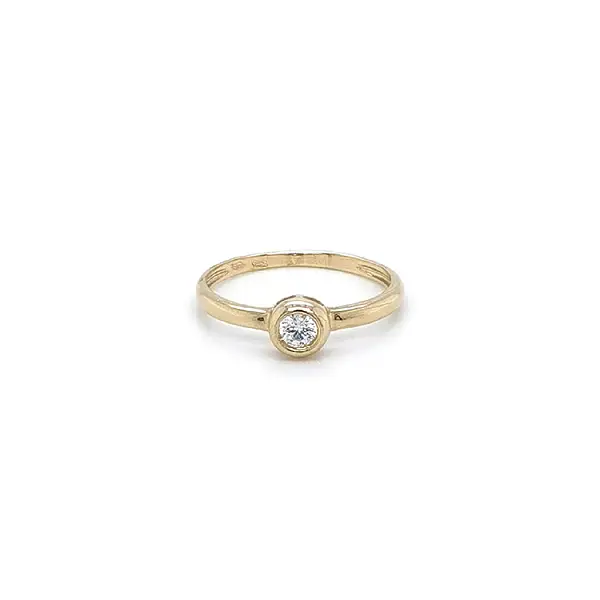 Gold Engagement Ring with Zircon