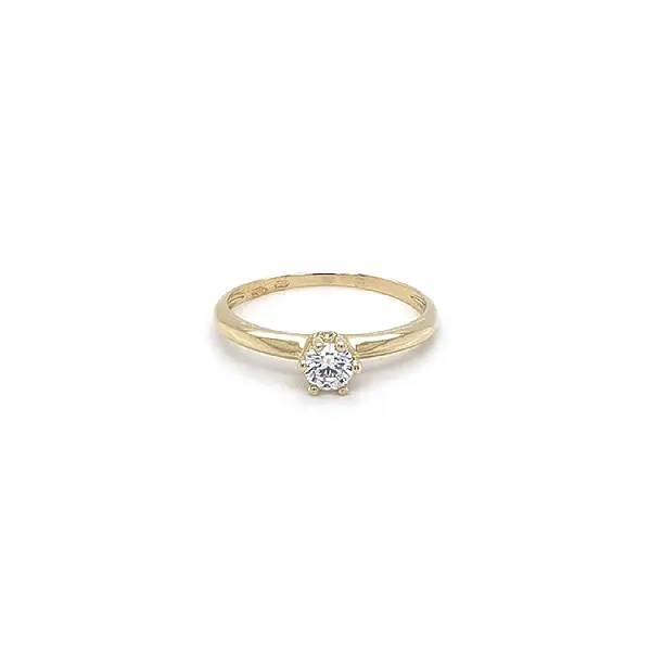 Gold Engagement Ring with Zircon