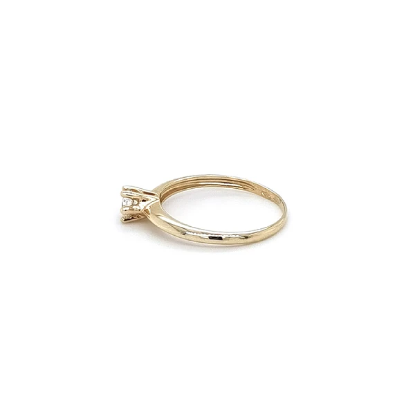 Gold Engagement Ring with Zircon
