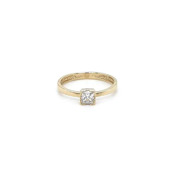Gold Engagement Ring with Zircon