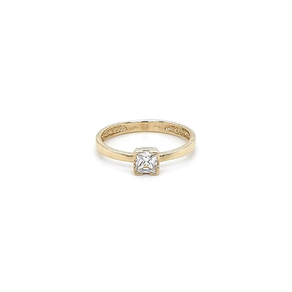 Gold Engagement Ring with Zircon