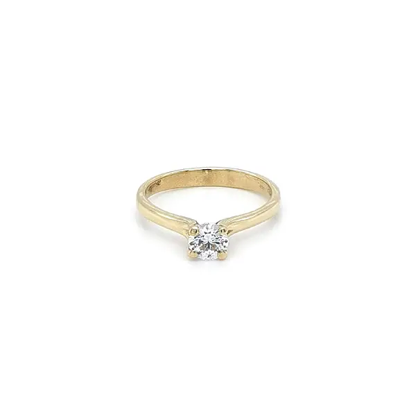 Gold Engagement Ring with Zircon