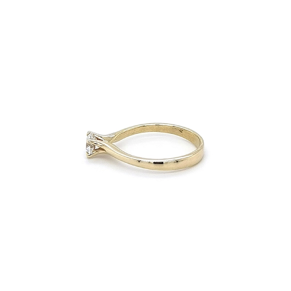 Gold Engagement Ring with Zircon