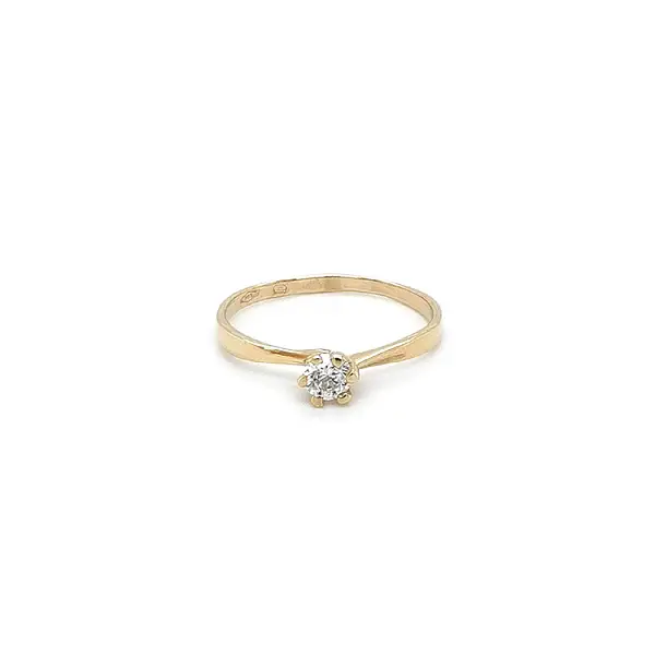 Gold Engagement Ring with Zircon