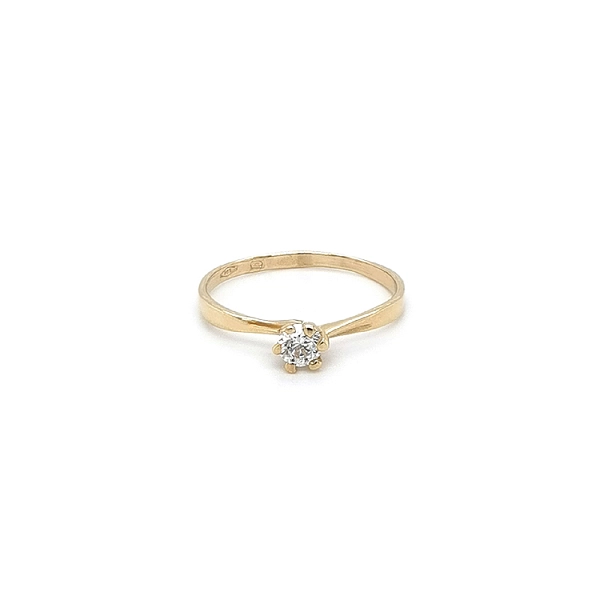 Gold Engagement Ring with Zircon