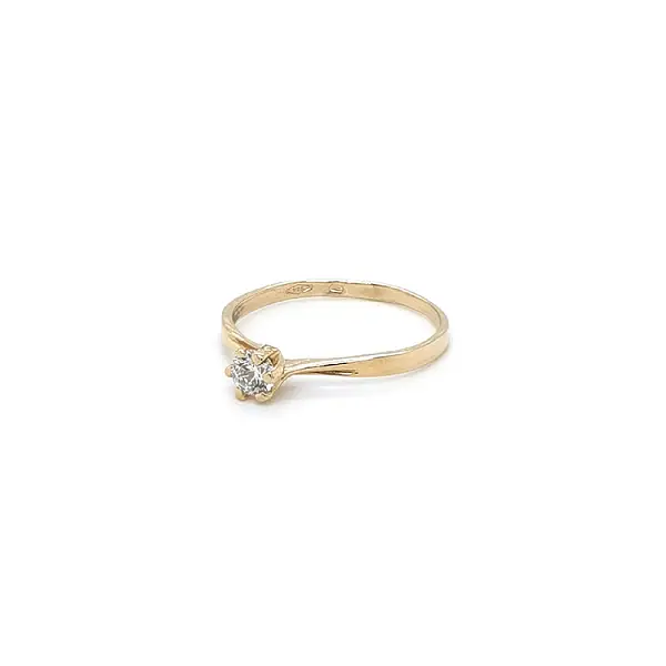 Gold Engagement Ring with Zircon