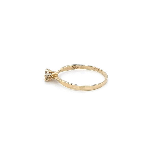 Gold Engagement Ring with Zircon