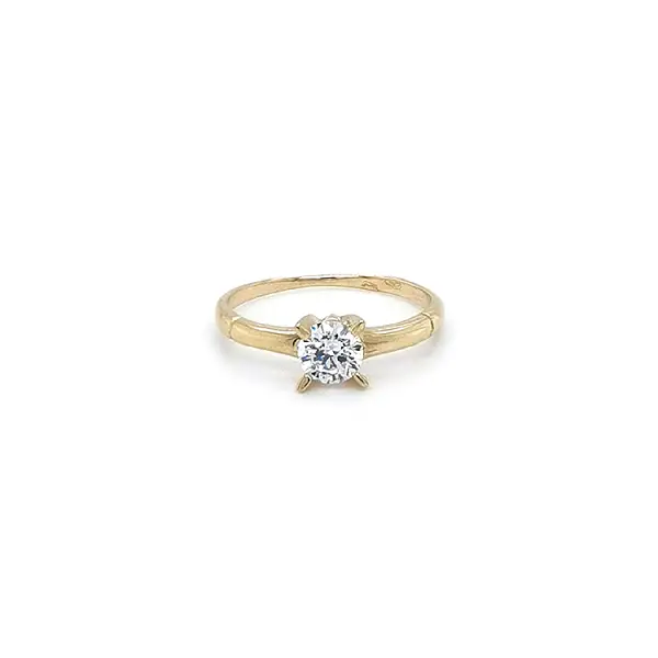 Gold Engagement Ring with Zircon