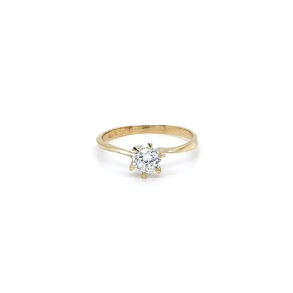 Gold Engagement Ring with Zircon