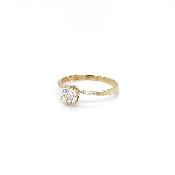 Gold Engagement Ring with Zircon