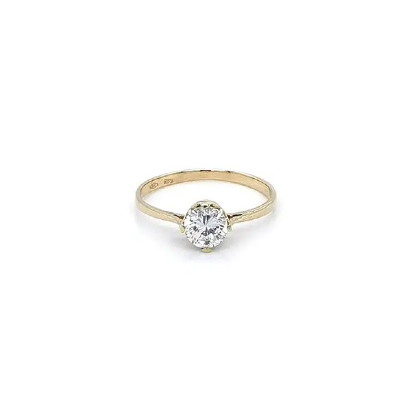 Gold Engagement Ring with Zircon