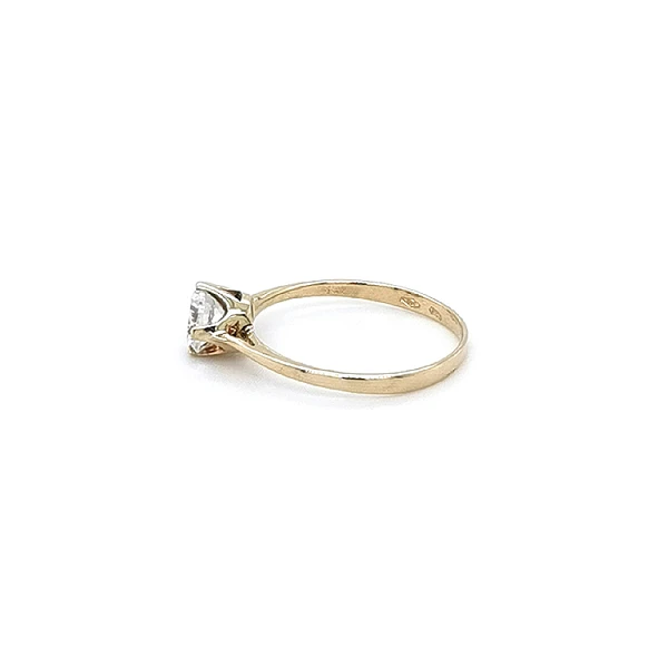 Gold Engagement Ring with Zircon