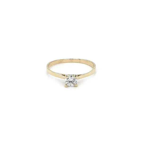 Gold Engagement Ring with Zircon