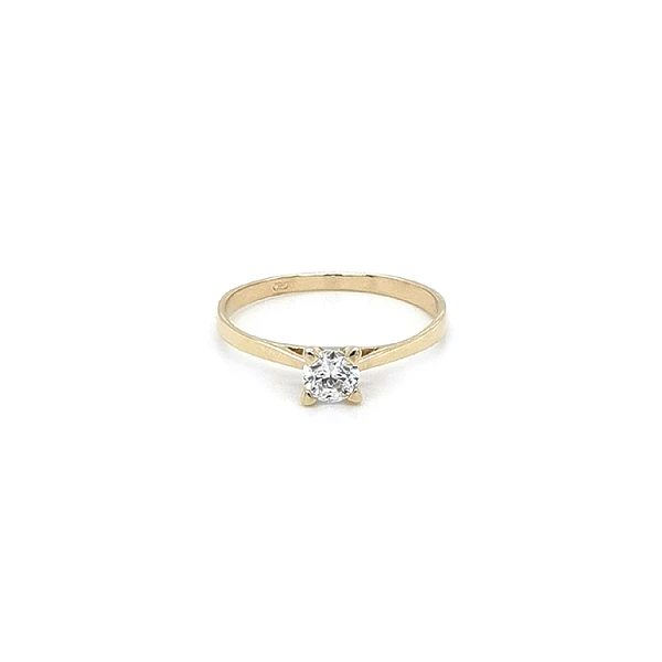 Gold Engagement Ring with Zircon