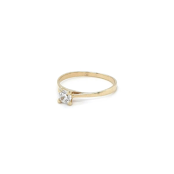 Gold Engagement Ring with Zircon