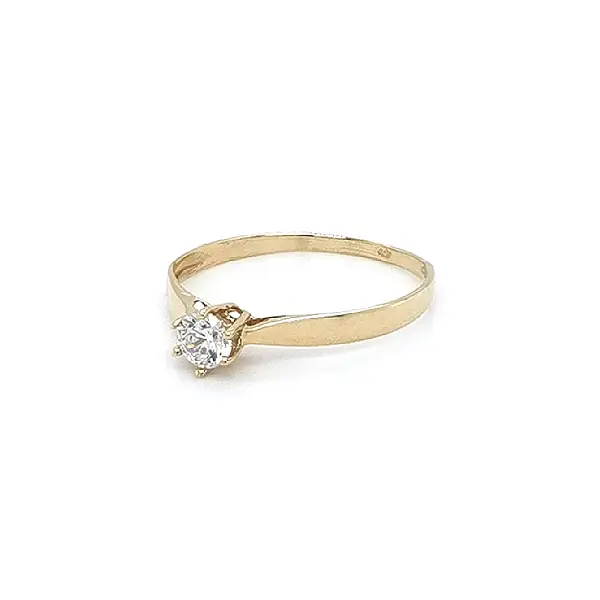 Gold Engagement Ring with Zircon