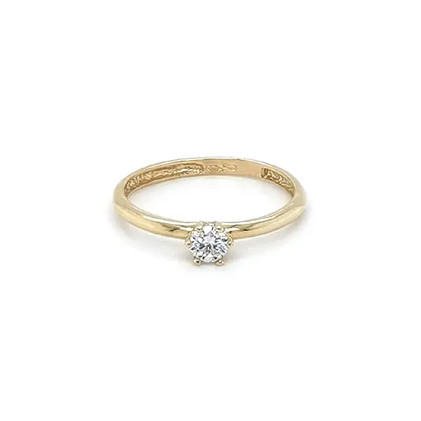 Gold Engagement Ring with Zircon