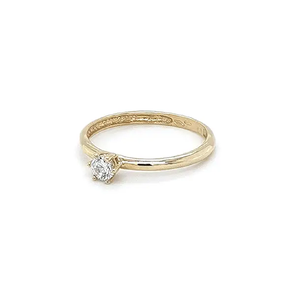 Gold Engagement Ring with Zircon