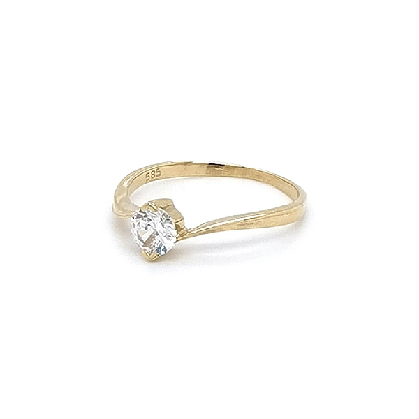Gold Engagement Ring with Zircon