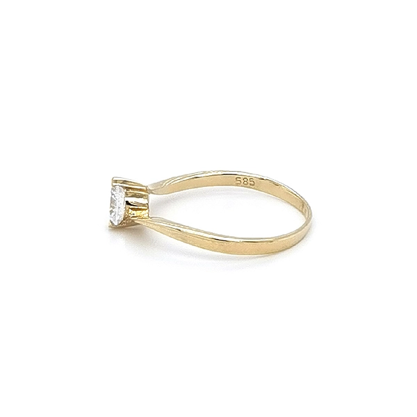 Gold Engagement Ring with Zircon
