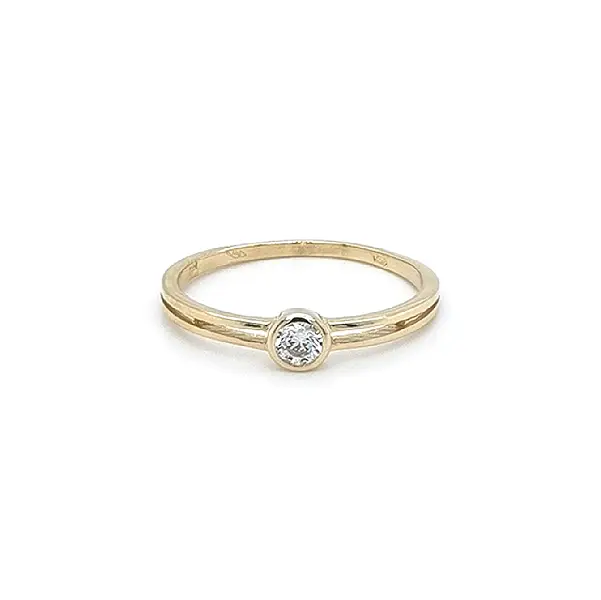 Gold Engagement Ring with Zircon