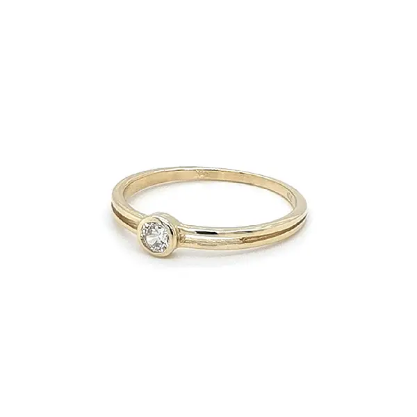 Gold Engagement Ring with Zircon